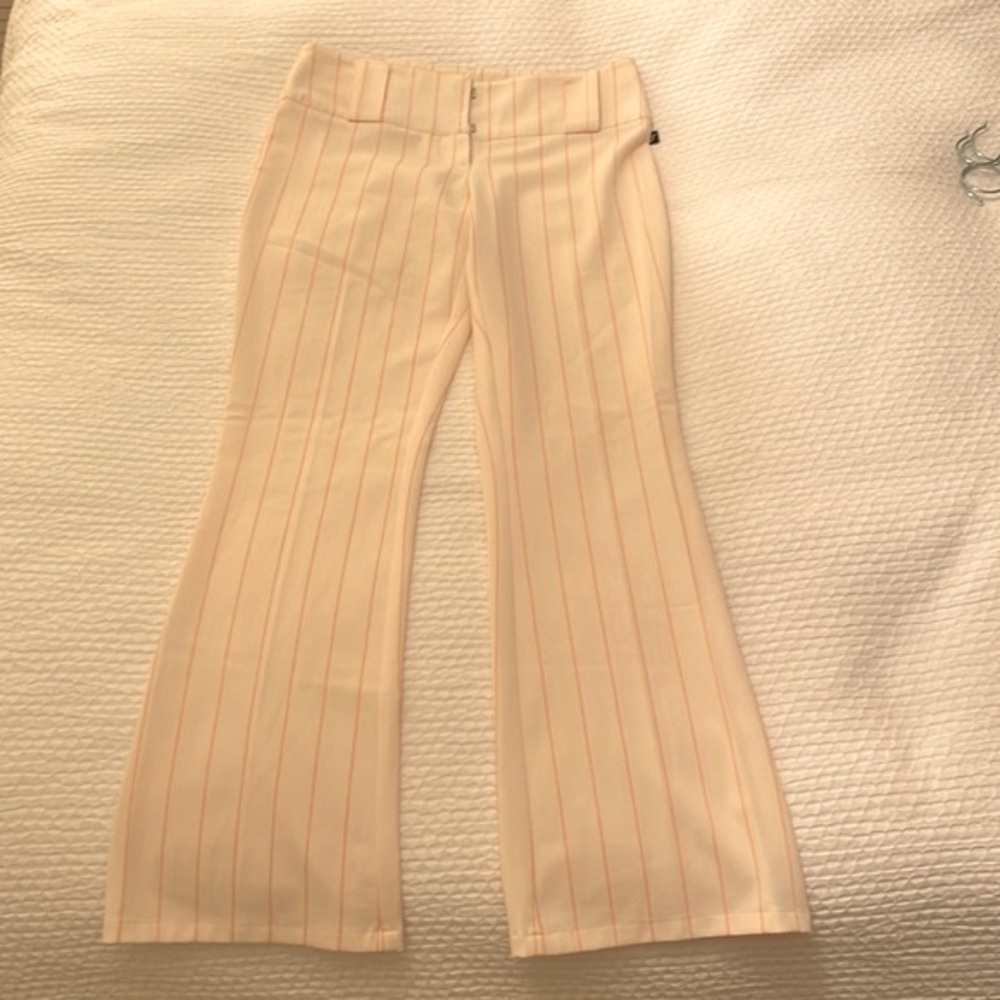 Bobby J Cream w/ Orange Pin Stripe Dress Pant. Size 3